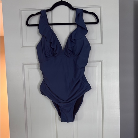 Ruffled Blue One-Piece Swimsuit - Picture 2 of 5